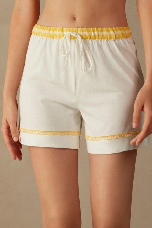 Intimissimi Yellow Submarine Shorts in Supima® Ultrafresh Bomulds Pyjamas Dame Hvide | DK4068QZ