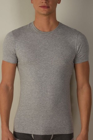 Intimissimi in Stretch Supima® Bomulds T Shirts Herre Lysegrå | DK3044ZG