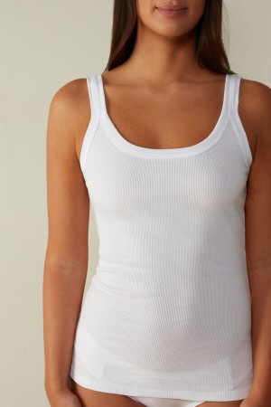 Intimissimi in Supima® Bomulds Tank Top Dame Hvide | DK4374UT