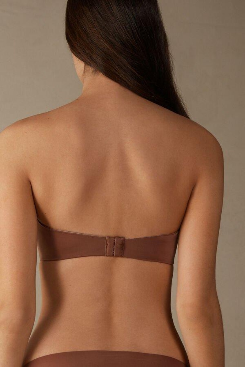 Intimissimi Anna Bandeau in Ultralight Microfiber BH Dame Mørkebeige | DK4846QZ