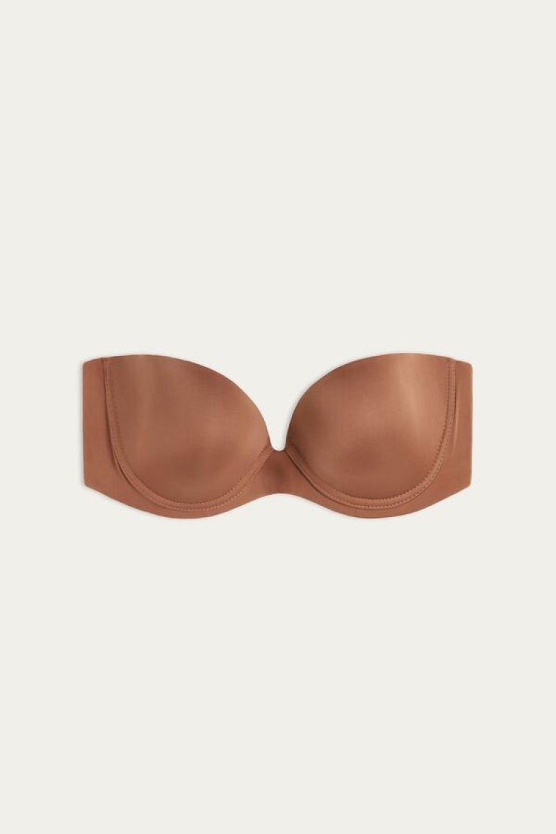 Intimissimi Anna Bandeau in Ultralight Microfiber BH Dame Mørkebeige | DK4846QZ