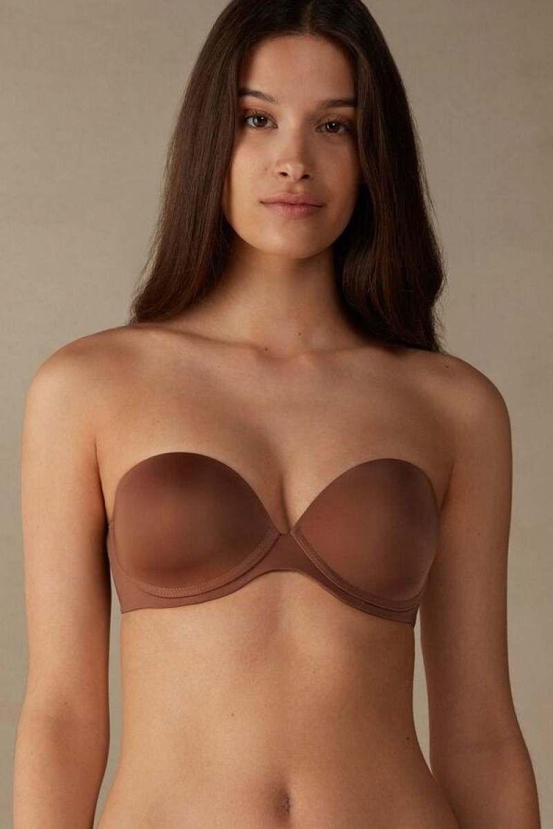 Intimissimi Anna Bandeau in Ultralight Microfiber BH Dame Mørkebeige | DK4846QZ