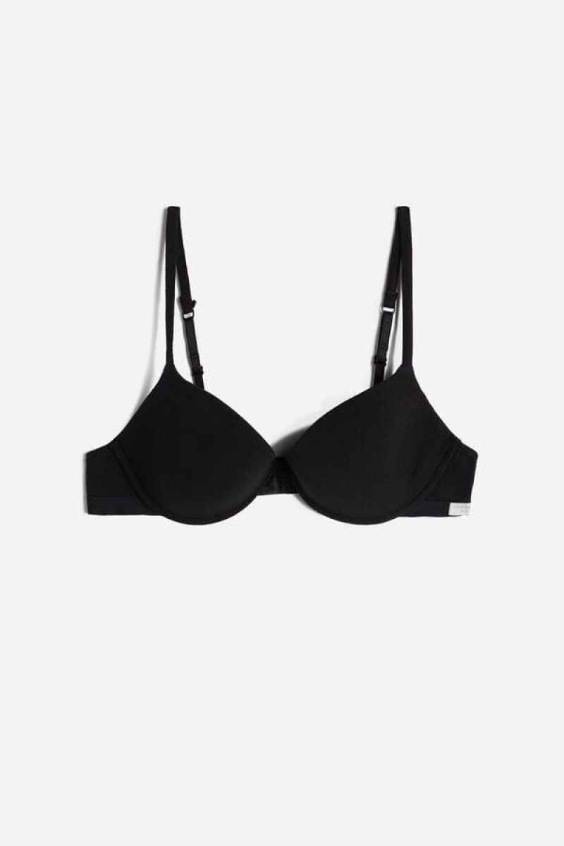 Intimissimi Bellissima B Cup Push-up in Bomulds BH Dame Sort | DK4698XF