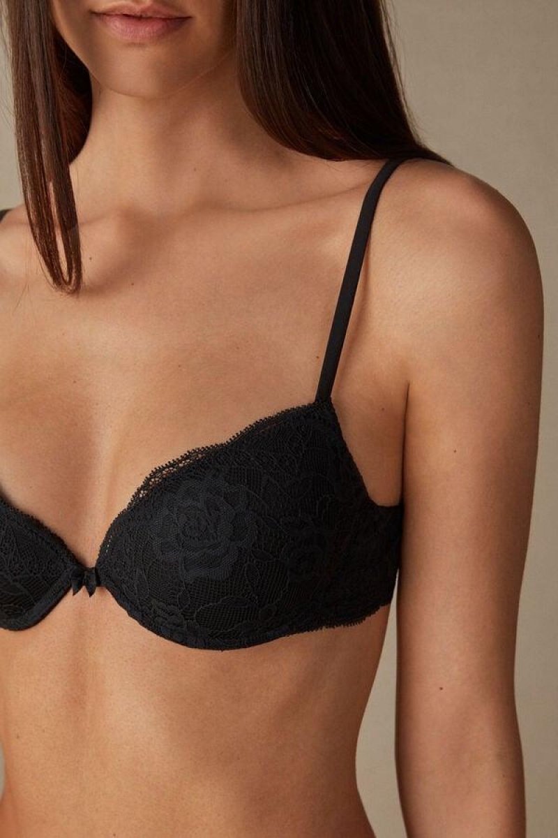 Intimissimi Bellissima Blonder Push-Up BH Dame Sort | DK4728PQ