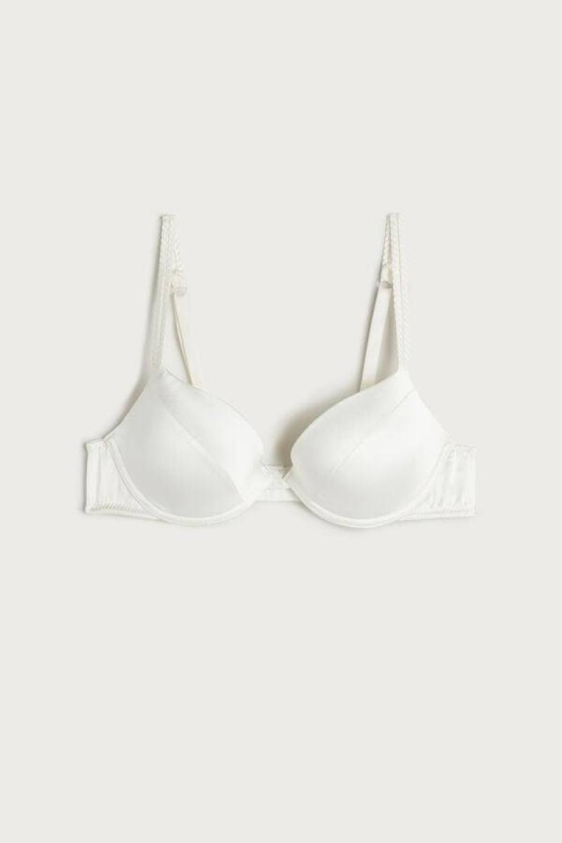 Intimissimi Bellissima Silk Push-Up BH Dame Hvide | DK4725DN