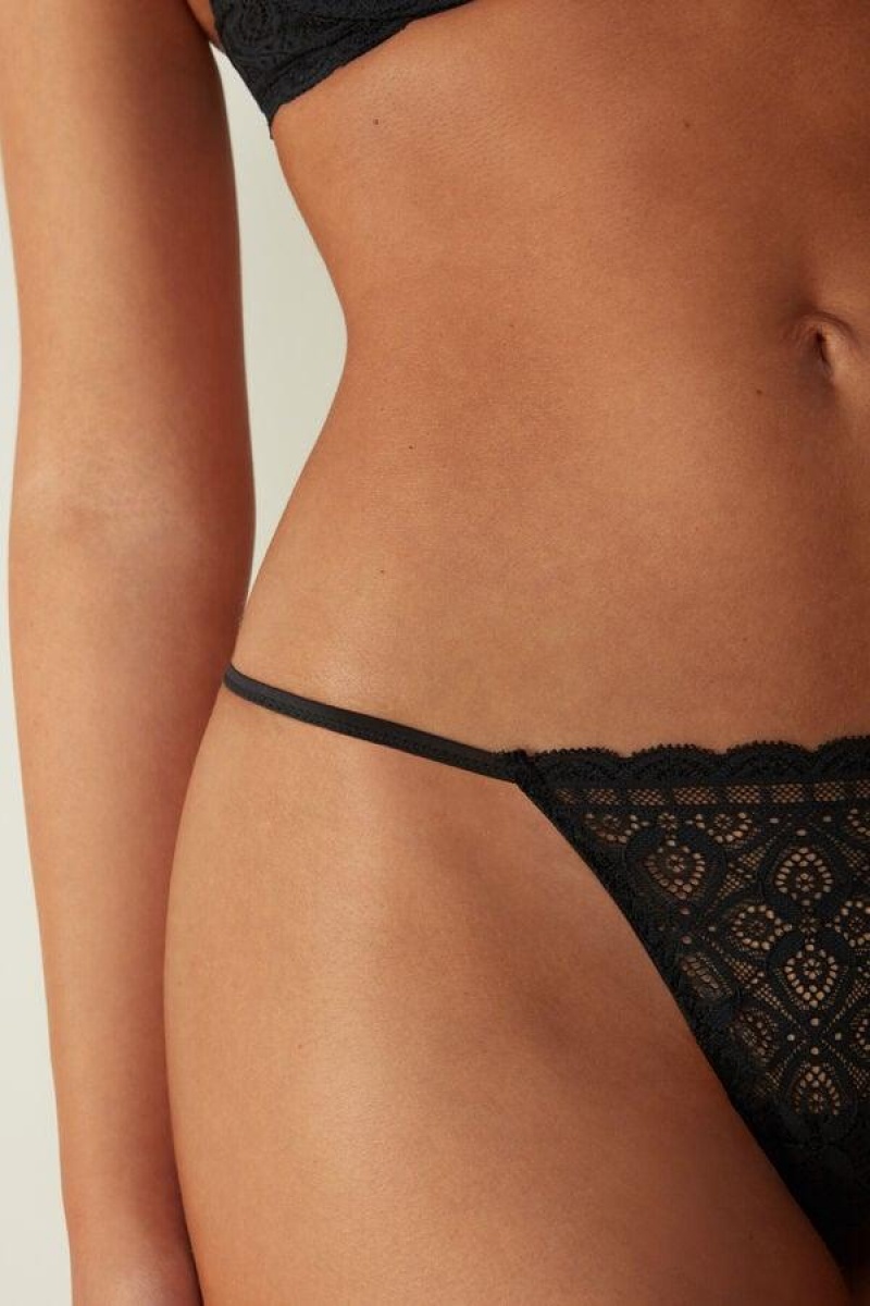 Intimissimi Blonder String Thong Trusser Dame Sort | DK3766JJ