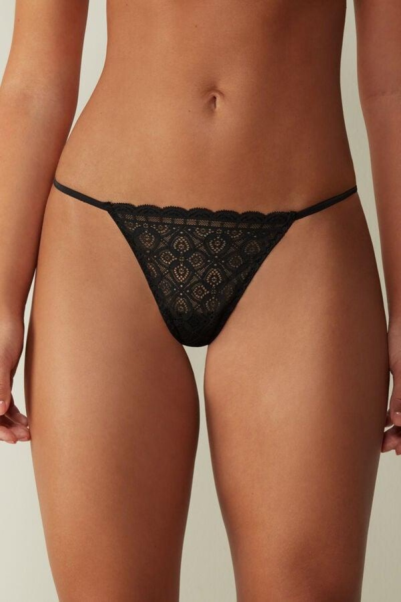 Intimissimi Blonder String Thong Trusser Dame Sort | DK3766JJ