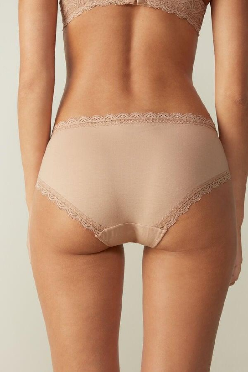 Intimissimi Blonder and Bomulds High Rise Trusser Dame Beige | DK3643PQ