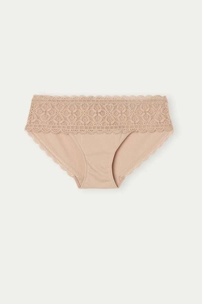 Intimissimi Blonder and Bomulds High Rise Trusser Dame Beige | DK3643PQ