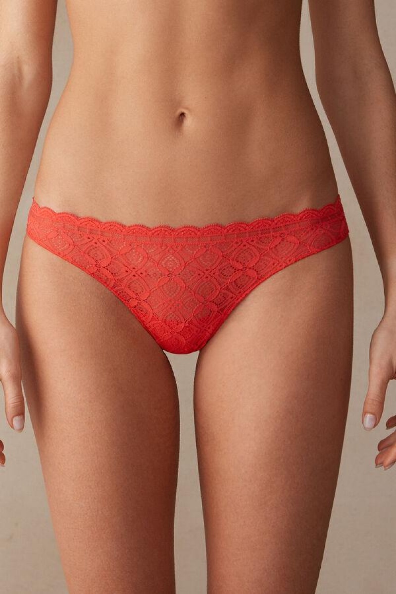 Intimissimi Blonder and Microfiber Brazilian Trusser Dame Dyb Rød | DK3569UT