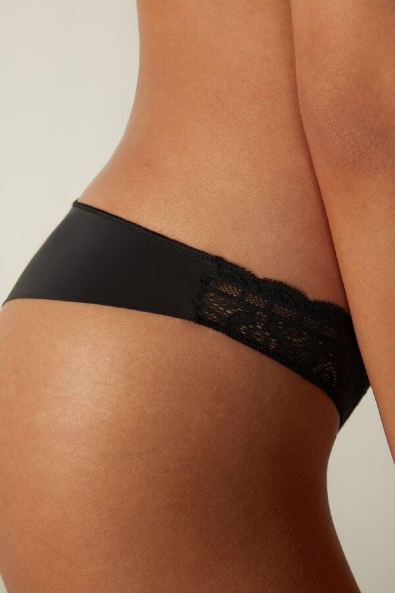 Intimissimi Blonder and Microfiber Brazilian Trusser Dame Sort | DK3529DN