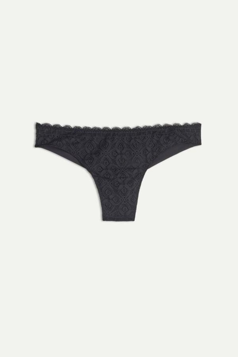 Intimissimi Blonder and Microfiber Brazilian Trusser Dame Sort | DK3529DN