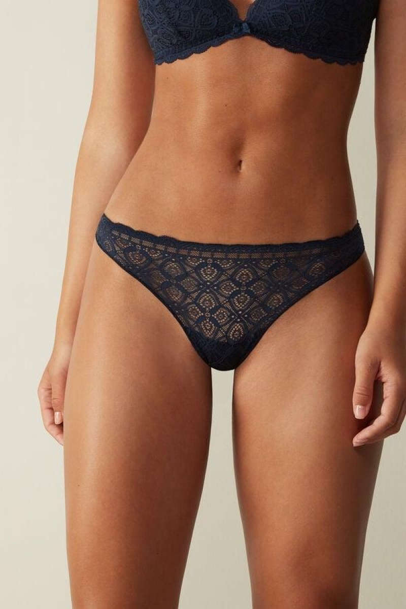 Intimissimi Blonder and Microfiber Brazilian Trusser Dame Blå | DK3525NB