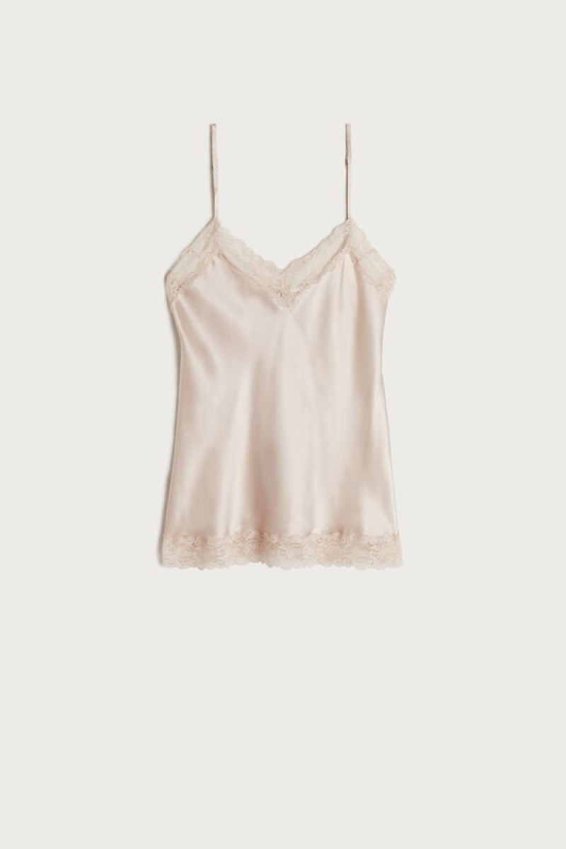 Intimissimi Blonder and Silk Tank Top Dame Lyserød | DK4385CE