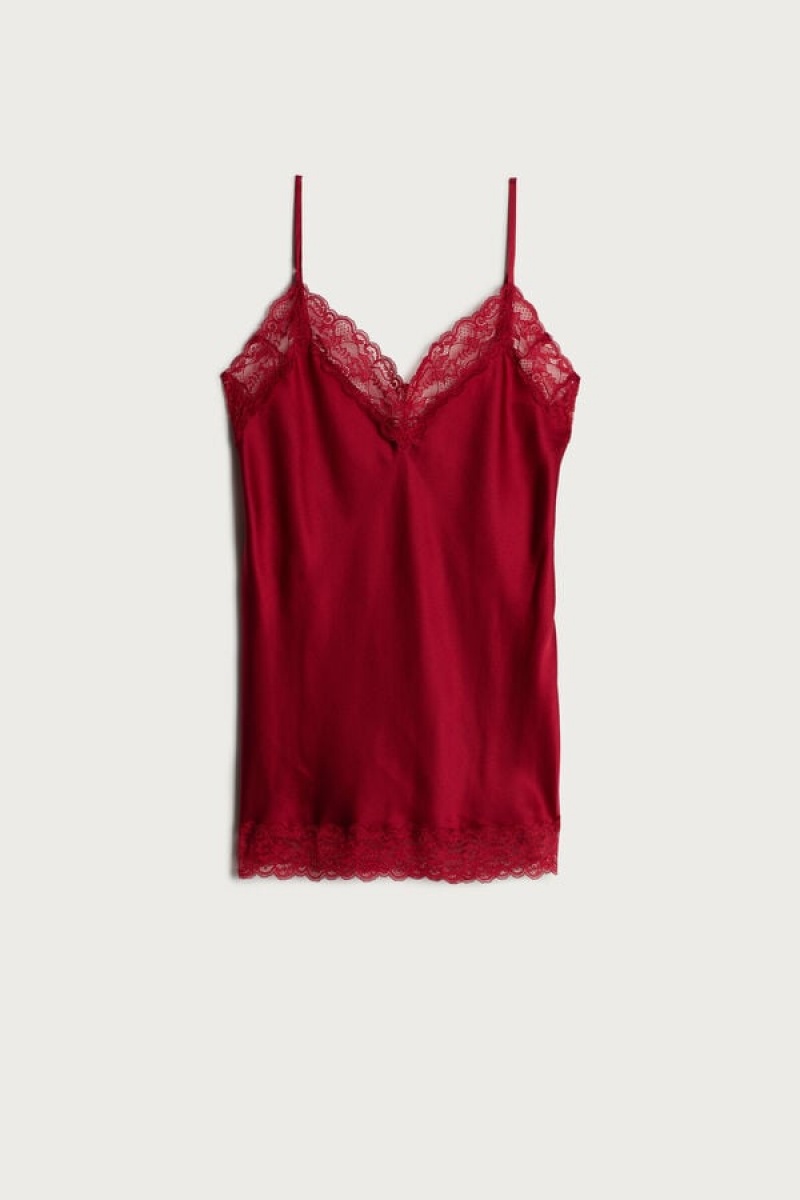 Intimissimi Blonder and Silk Tank Top Dame Rød | DK4384VD