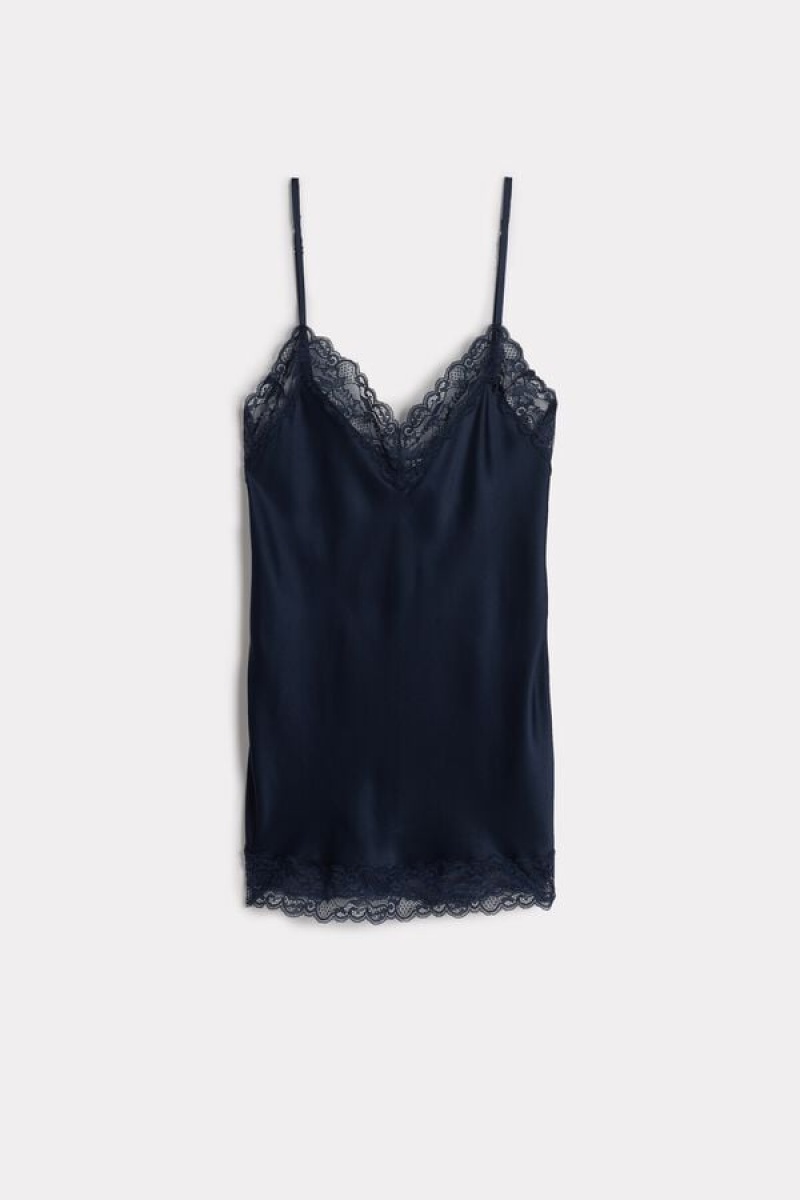 Intimissimi Blonder and Silk Tank Top Dame Blå | DK4367FM