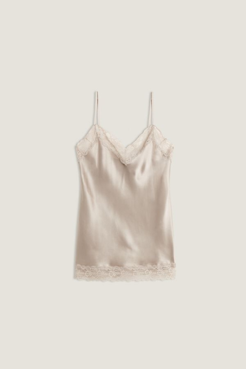 Intimissimi Blonder and Silk Tank Top Dame Beige | DK4355QZ