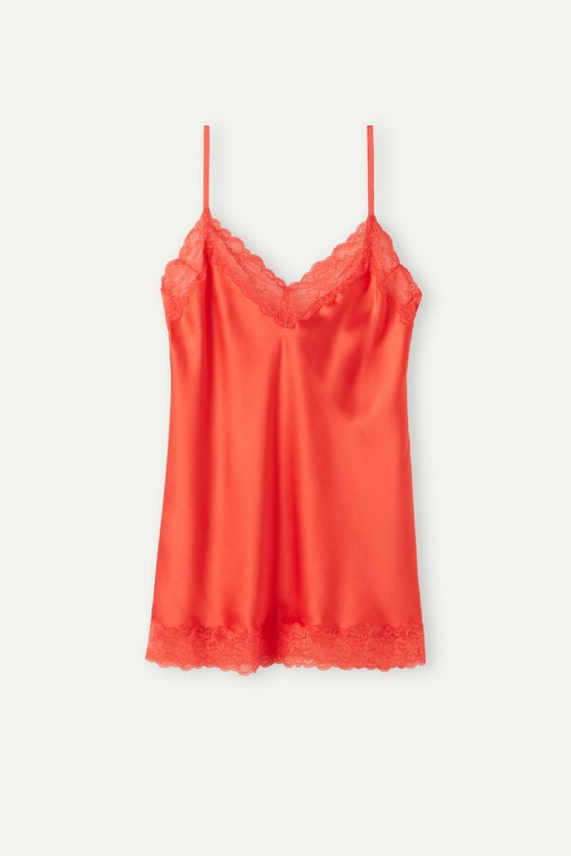 Intimissimi Blonder and Silk Tank Top Dame Dyb Rød | DK4313HK