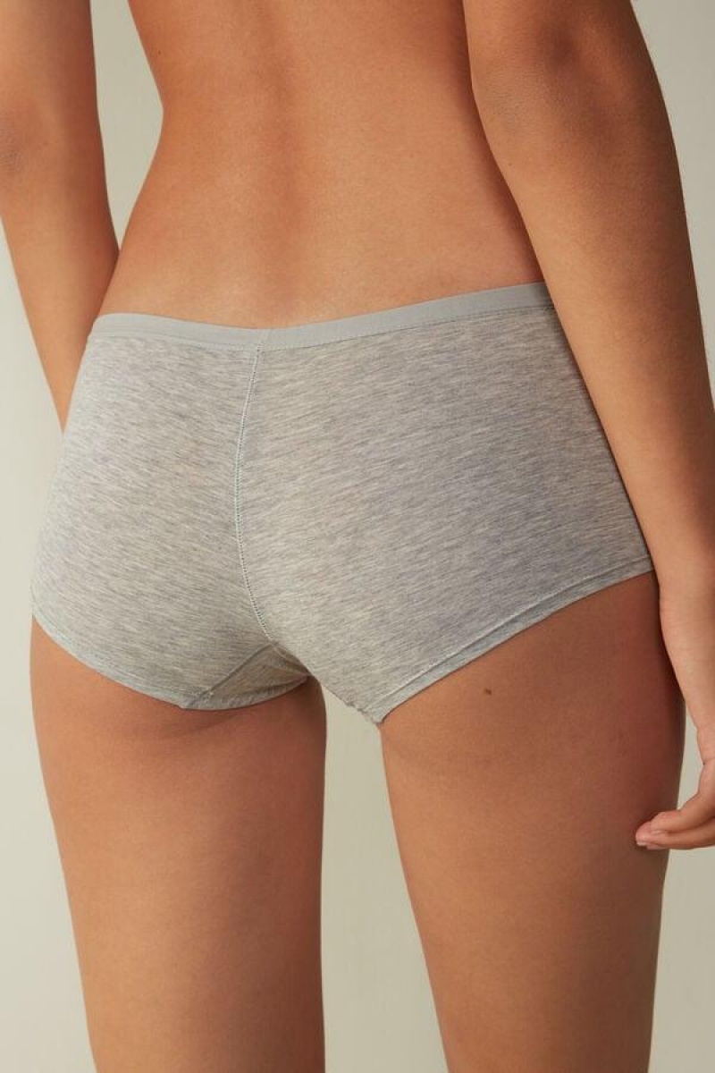 Intimissimi Bomulds Boyshorts Trusser Dame Lysegrå | DK3717GL