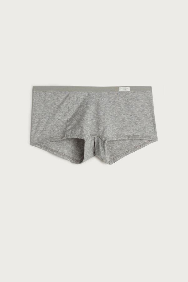 Intimissimi Bomulds Boyshorts Trusser Dame Lysegrå | DK3717GL