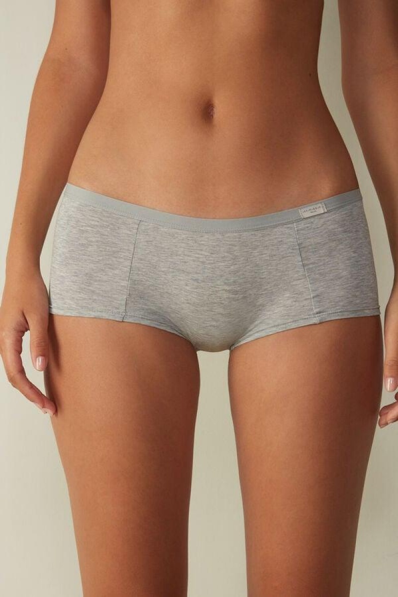 Intimissimi Bomulds Boyshorts Trusser Dame Lysegrå | DK3717GL