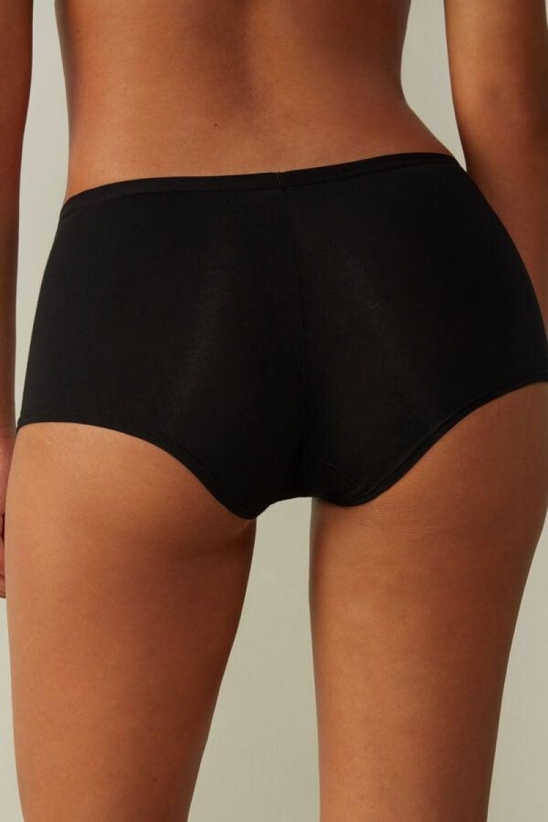 Intimissimi Bomulds Boyshorts Trusser Dame Sort | DK3716HK