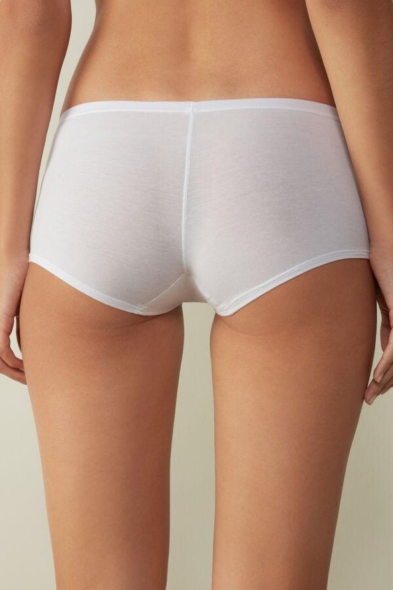 Intimissimi Bomulds Boyshorts Trusser Dame Hvide | DK3715HK