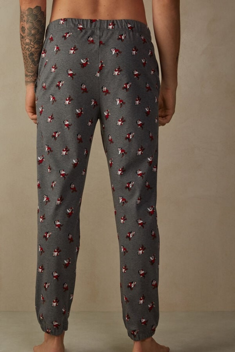 Intimissimi Bomulds Interlock Grumpy Full Length Pants Pyjamas Herre Dyb Grå | DK3181NB