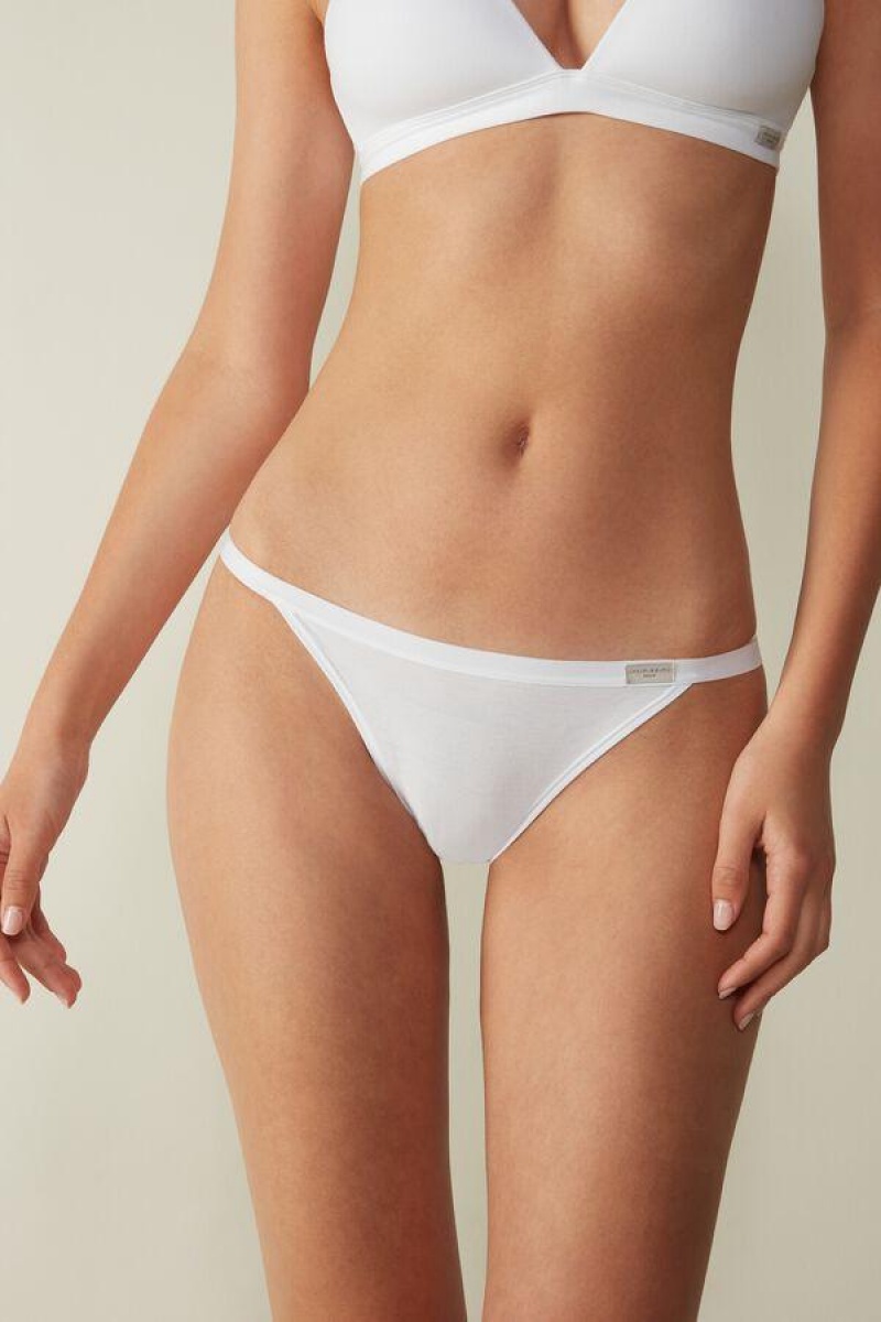 Intimissimi Bomulds String Trusser Dame Hvide | DK3615DN