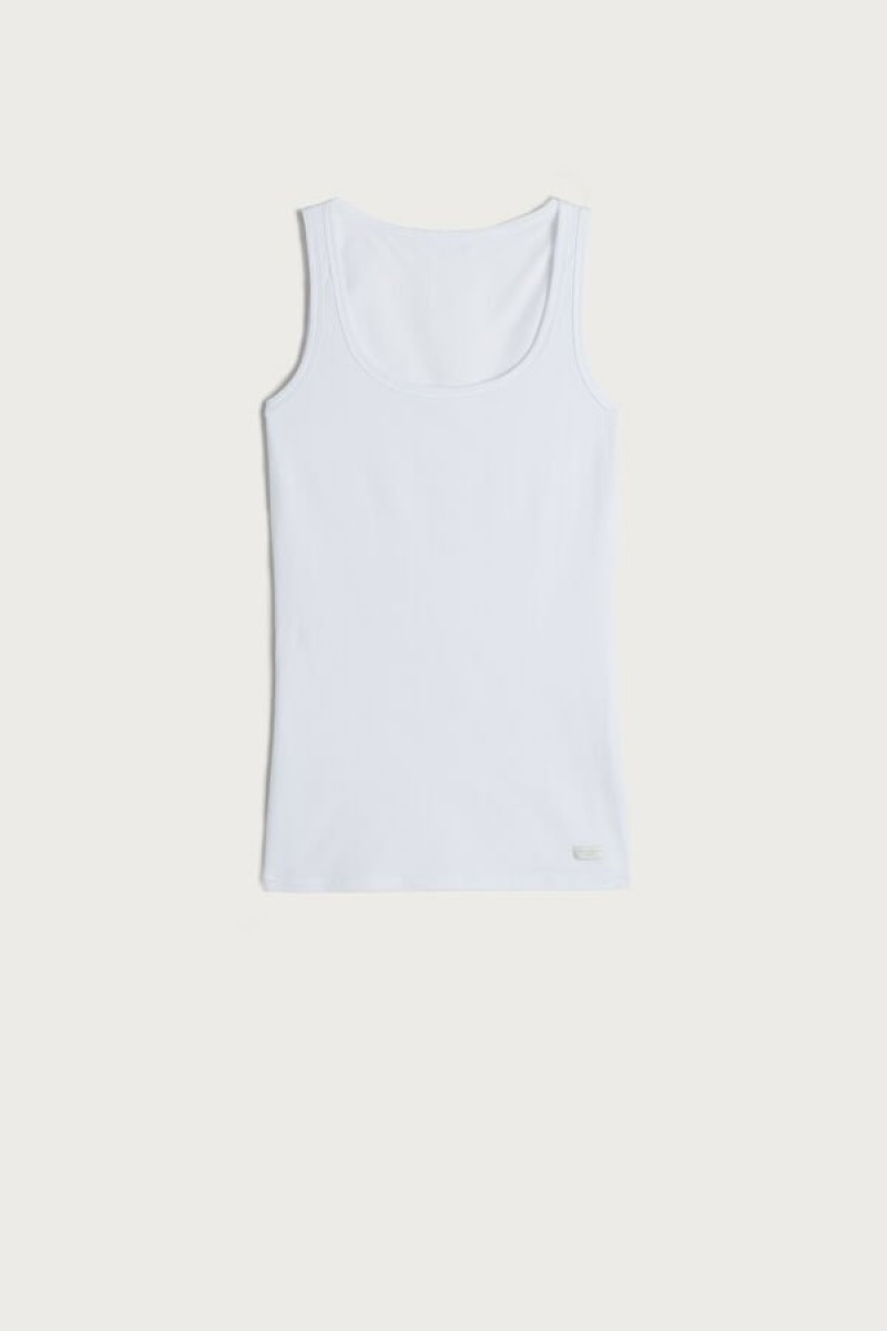 Intimissimi Bomulds Tank Top Dame Hvide | DK4397AP