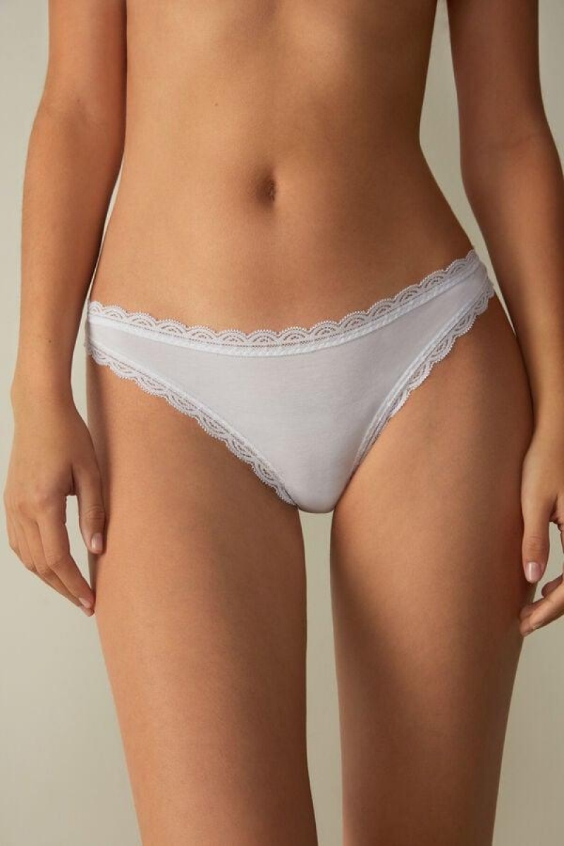 Intimissimi Bomulds and Blonder Brazilian Trusser Dame Hvide | DK3536DN