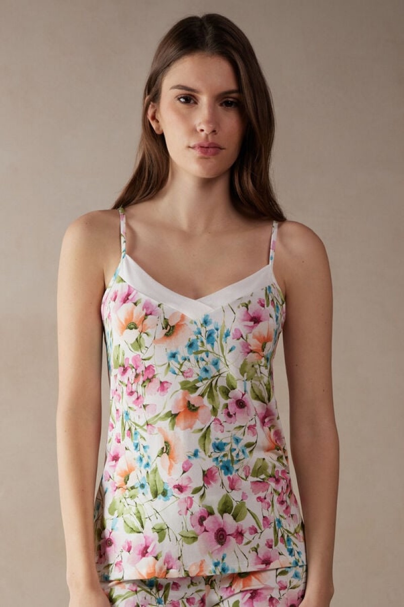 Intimissimi Botanical Lyrics Modal Tank Top Dame Hvide | DK4307GL