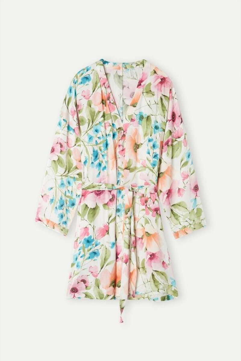 Intimissimi Botanical Lyrics Satin Kimono Pyjamas Dame Flerfarvede | DK3862NB