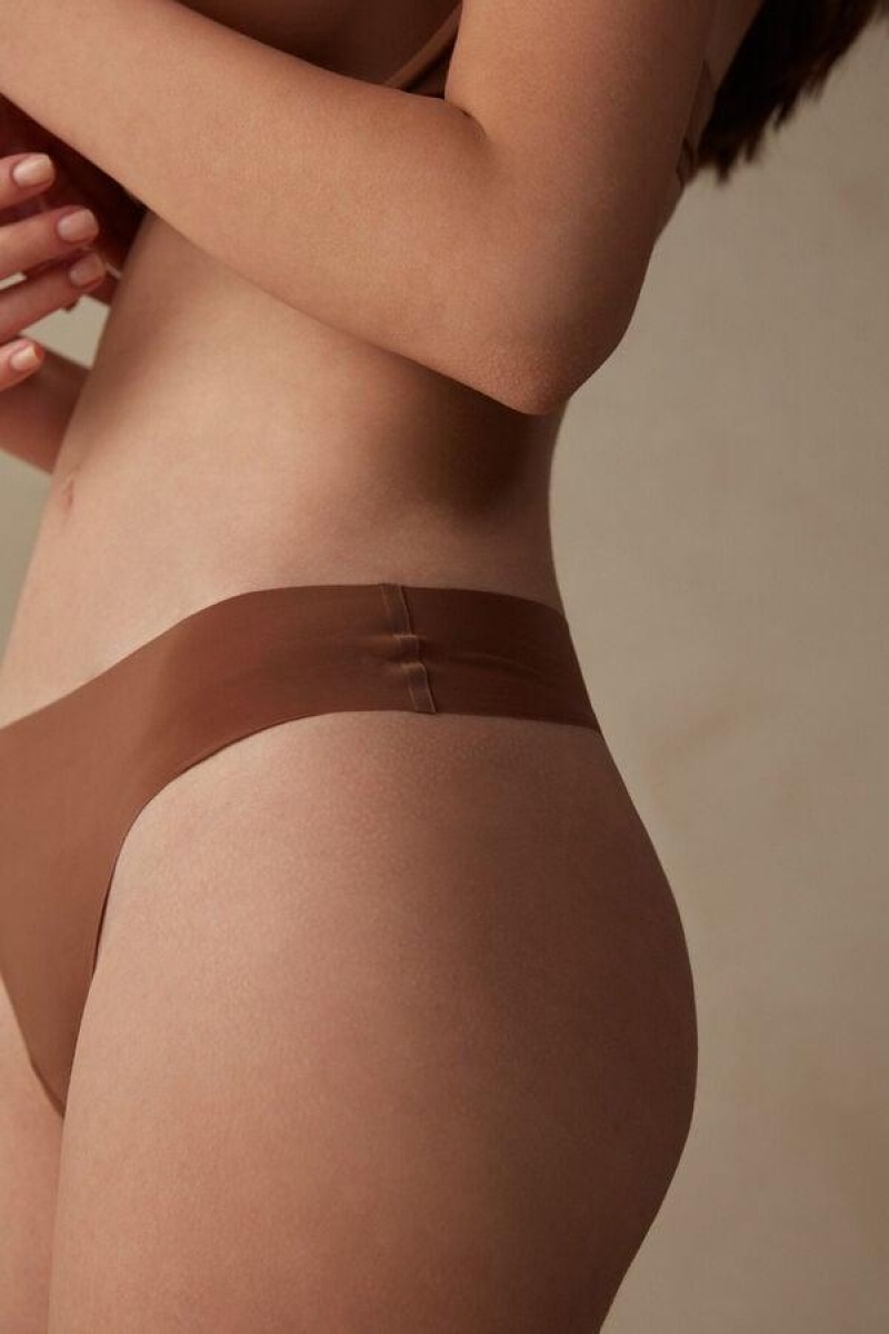 Intimissimi Brazilian in Seamless Ultra Light Microfiber Trusser Dame Mørkebeige | DK3508HK