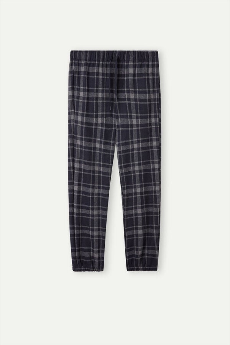 Intimissimi Check Tricot Full Length Bukser Herre Dyb Grå Blå | DK3083MA