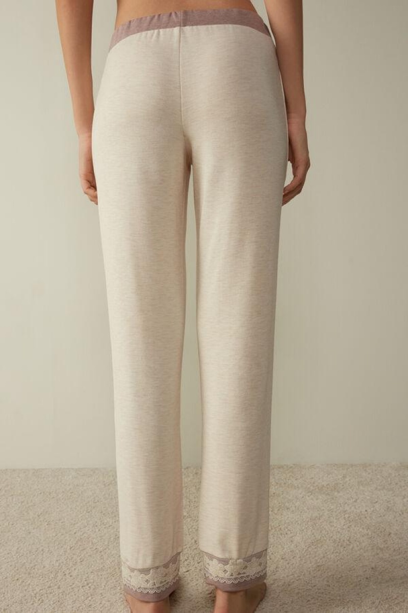 Intimissimi Classic Beauty Modal and Uld Cuffed Pants Pyjamas Dame Beige | DK3985UT