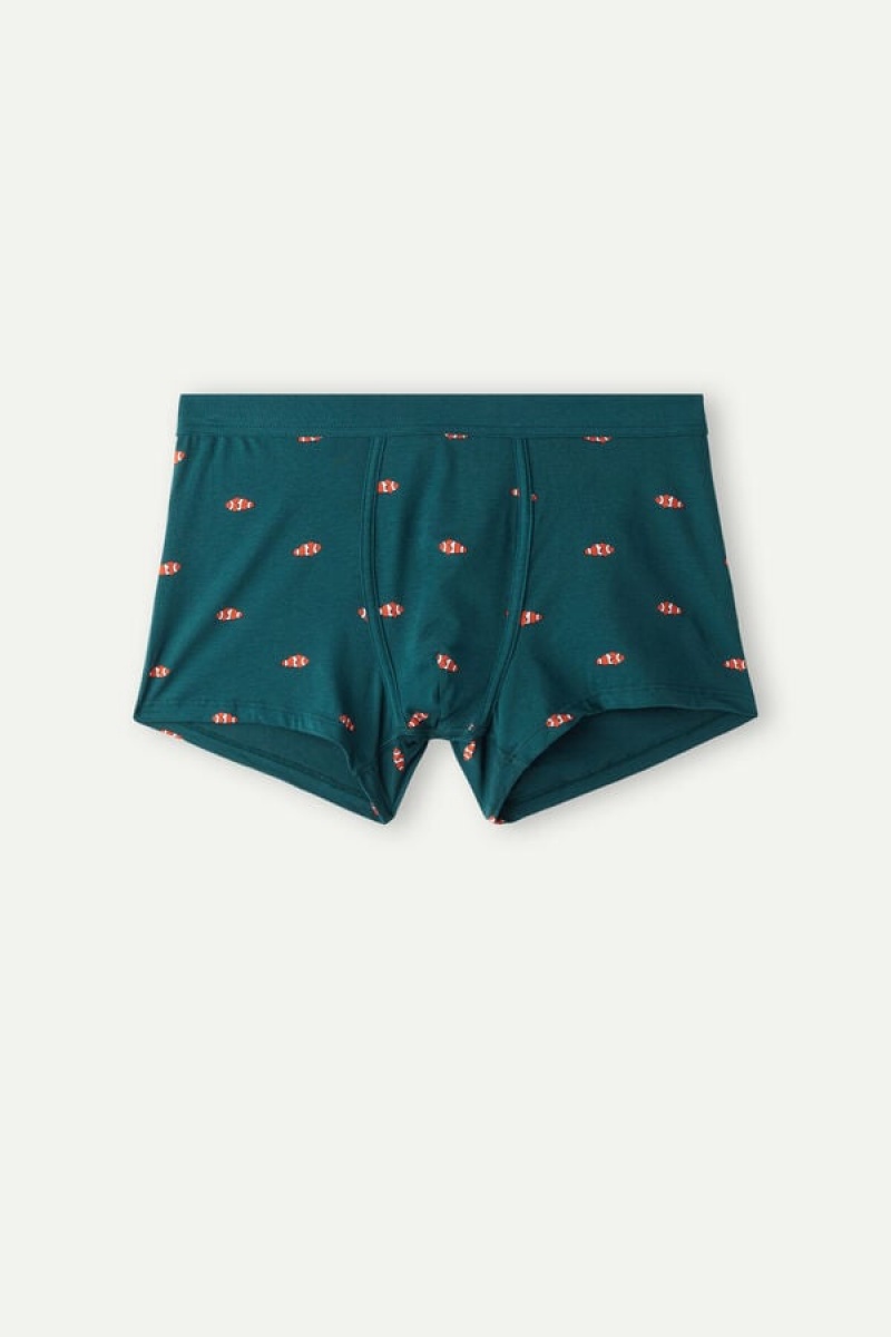 Intimissimi Clownfish in Stretch Supima® Bomulds Boxer Herre Mørkegrøn | DK3405GL