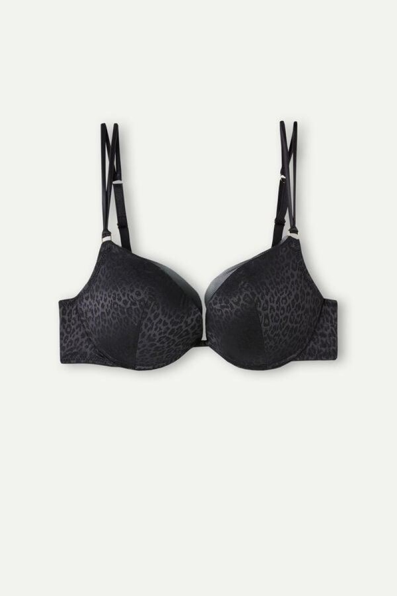 Intimissimi Cool Minimal Simona Super Push-up BH Dame Sort | DK4775GL