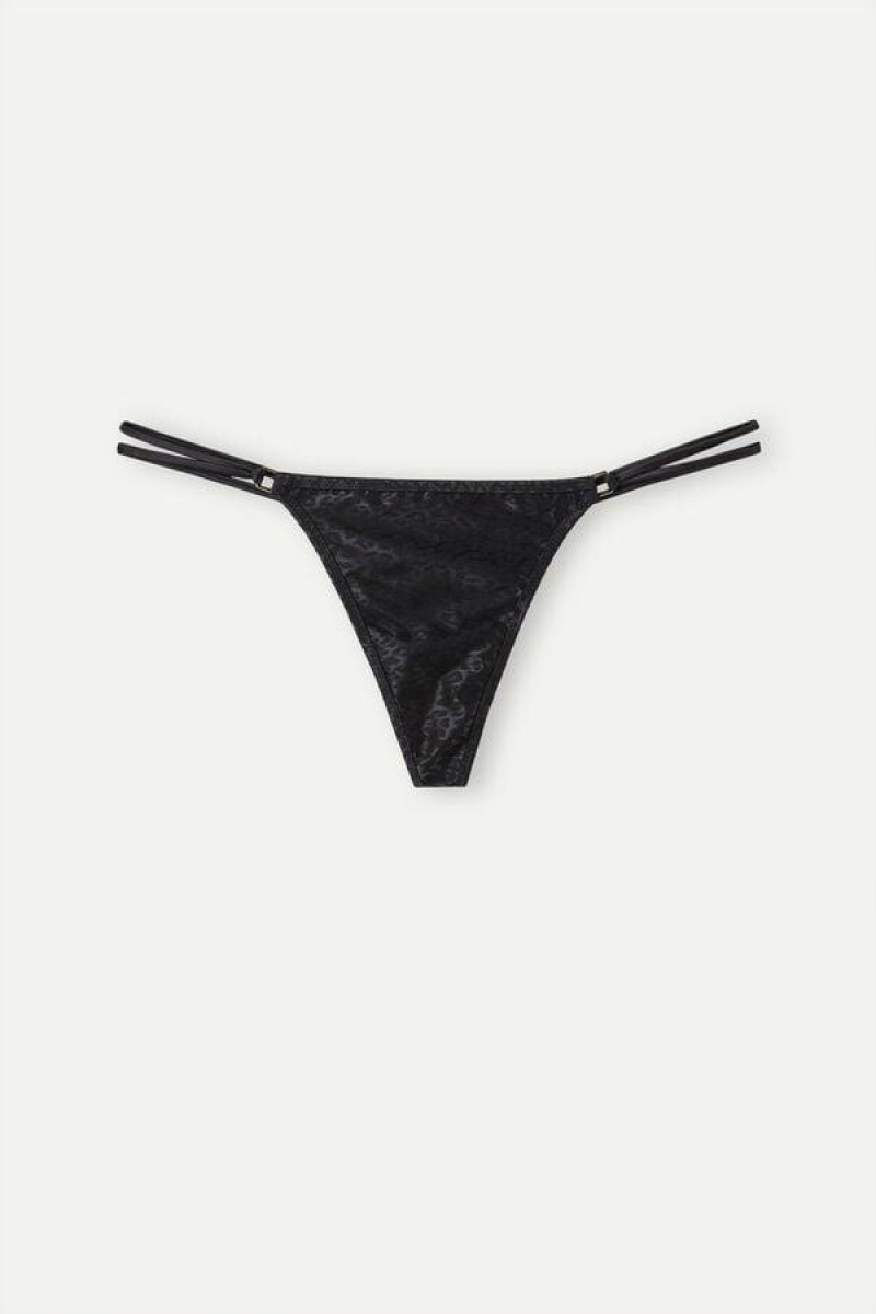 Intimissimi Cool Minimal String Thong Trusser Dame Sort | DK3809MA