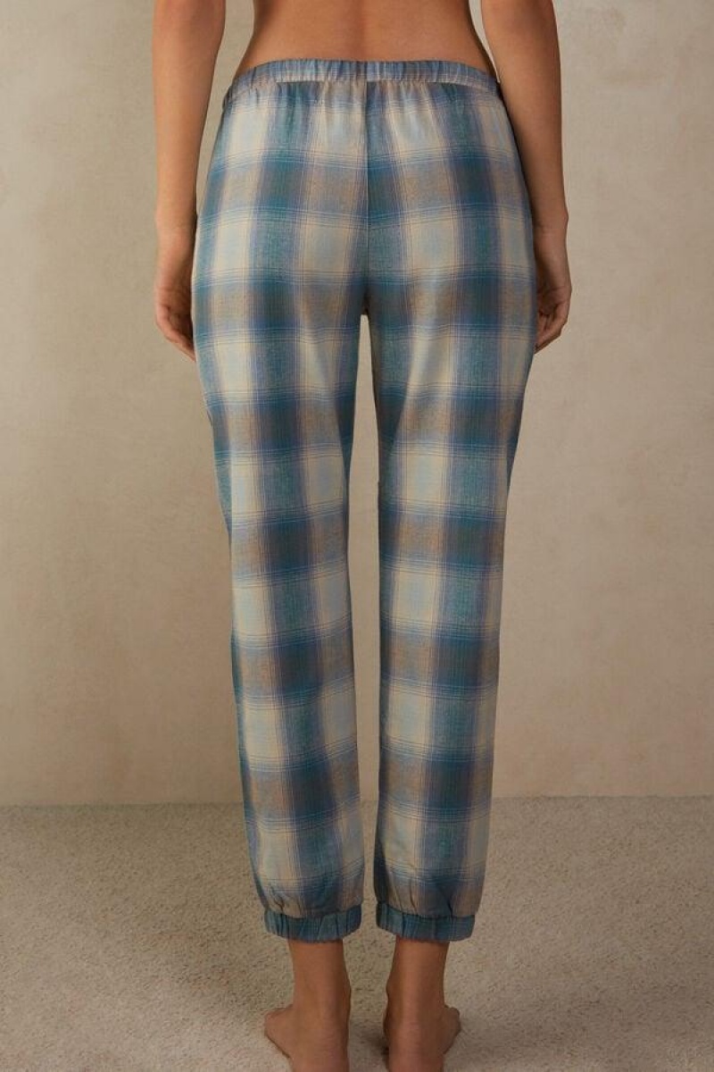 Intimissimi Cozy Mountains Brushed Cloth Pants with Cuffs Pyjamas Dame Blå | DK3990WY