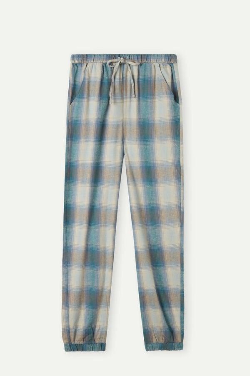 Intimissimi Cozy Mountains Brushed Cloth Pants with Cuffs Pyjamas Dame Blå | DK3990WY