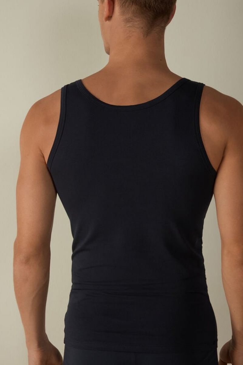 Intimissimi Crew Neck Tank Top Herre Blå | DK3025DN