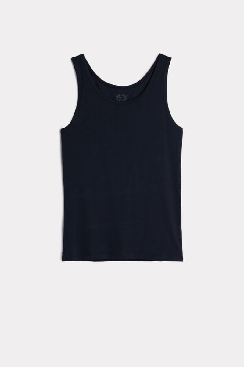 Intimissimi Crew Neck Tank Top Herre Blå | DK3025DN