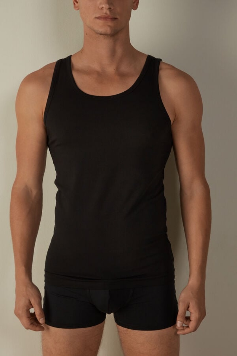 Intimissimi Crew Neck Tank Top Herre Sort | DK3023GL