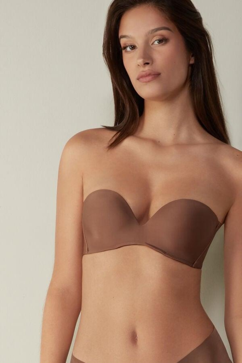 Intimissimi Daila Ultralight Microfiber Bandeau BH Dame Mørkebeige | DK4849HK