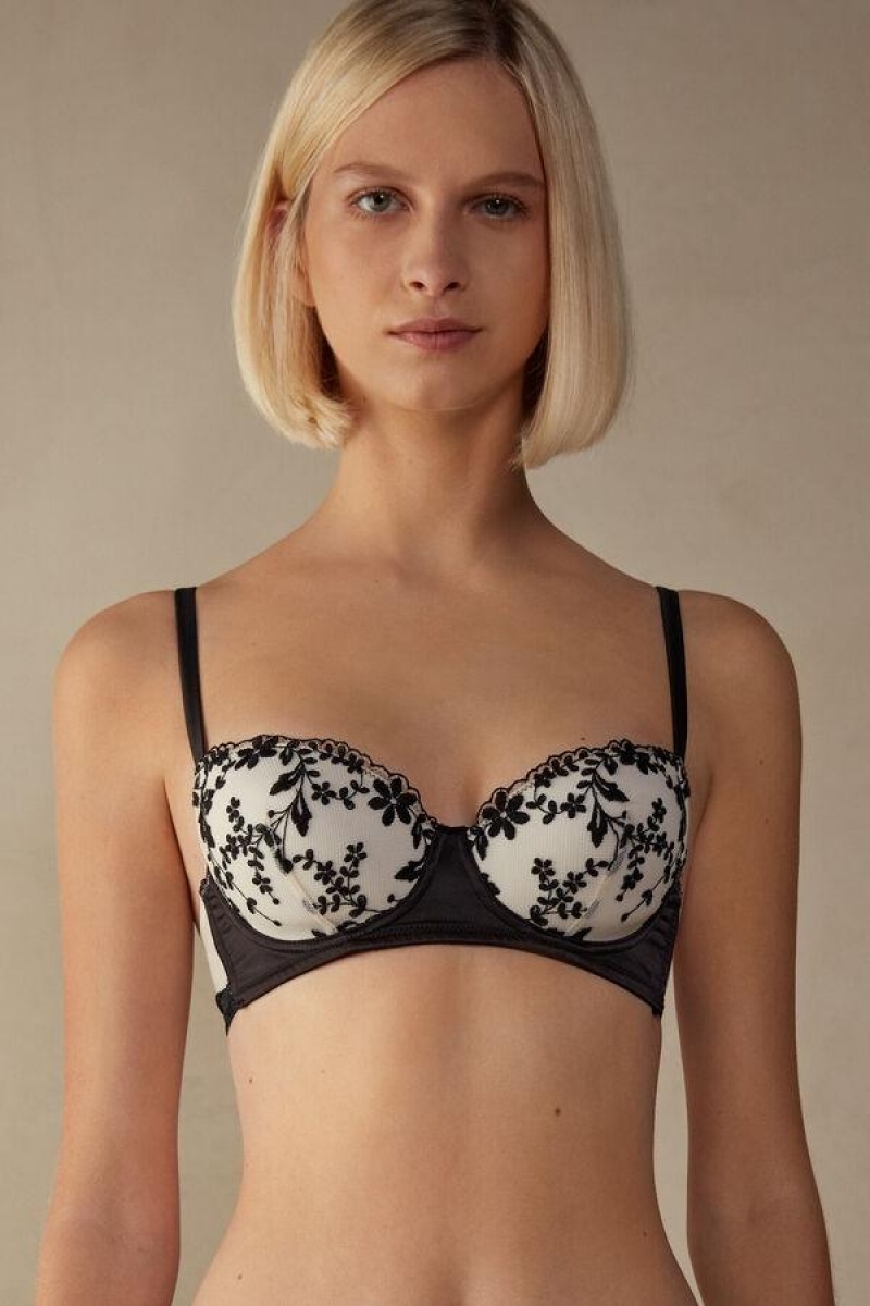 Intimissimi Delicate Love Sofia Balconette BH Dame Lysegul Sort | DK4507TV