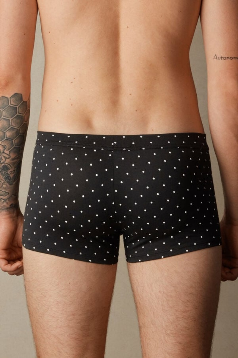 Intimissimi Dotted in Stretch Supima® Bomulds Boxer Herre Sort | DK3455HK