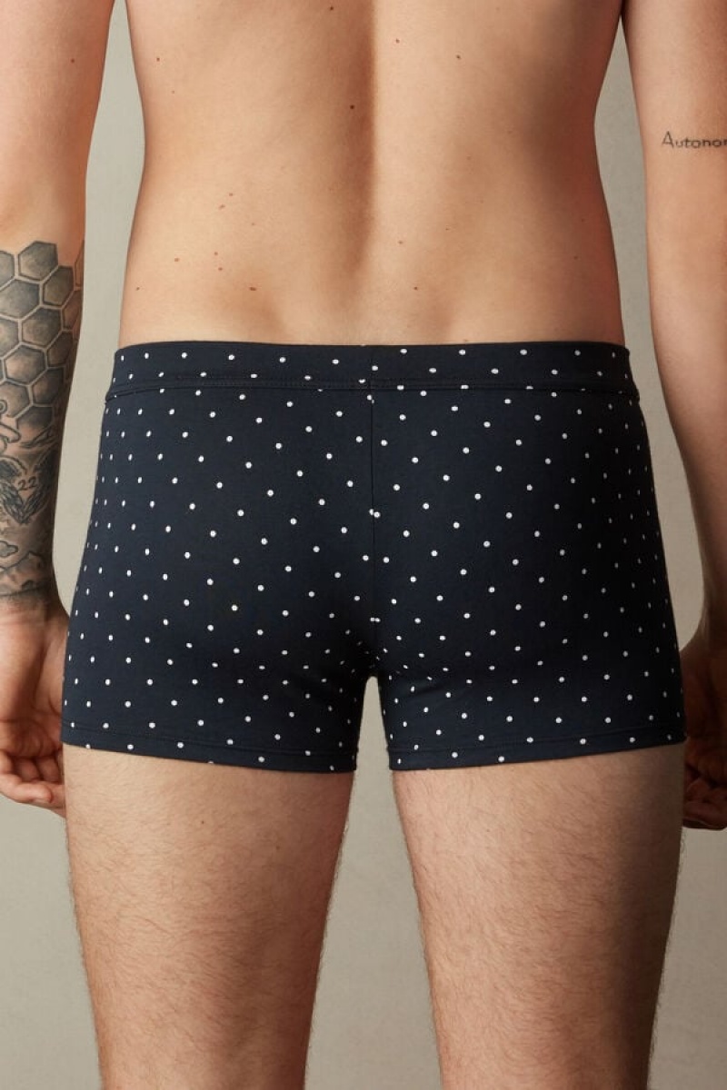 Intimissimi Dotted in Stretch Supima® Bomulds Boxer Herre Blå | DK3403HK