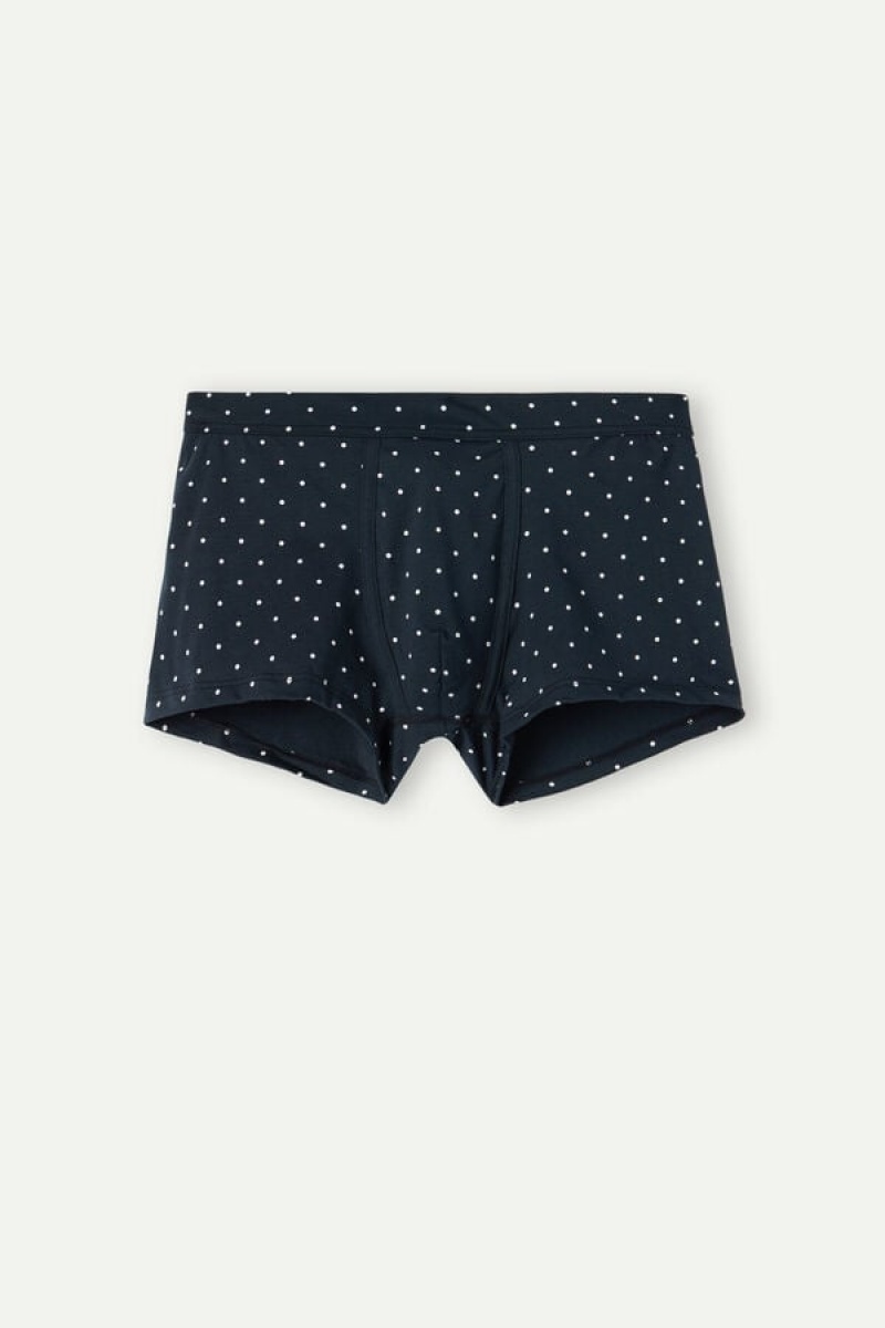 Intimissimi Dotted in Stretch Supima® Bomulds Boxer Herre Blå | DK3403HK