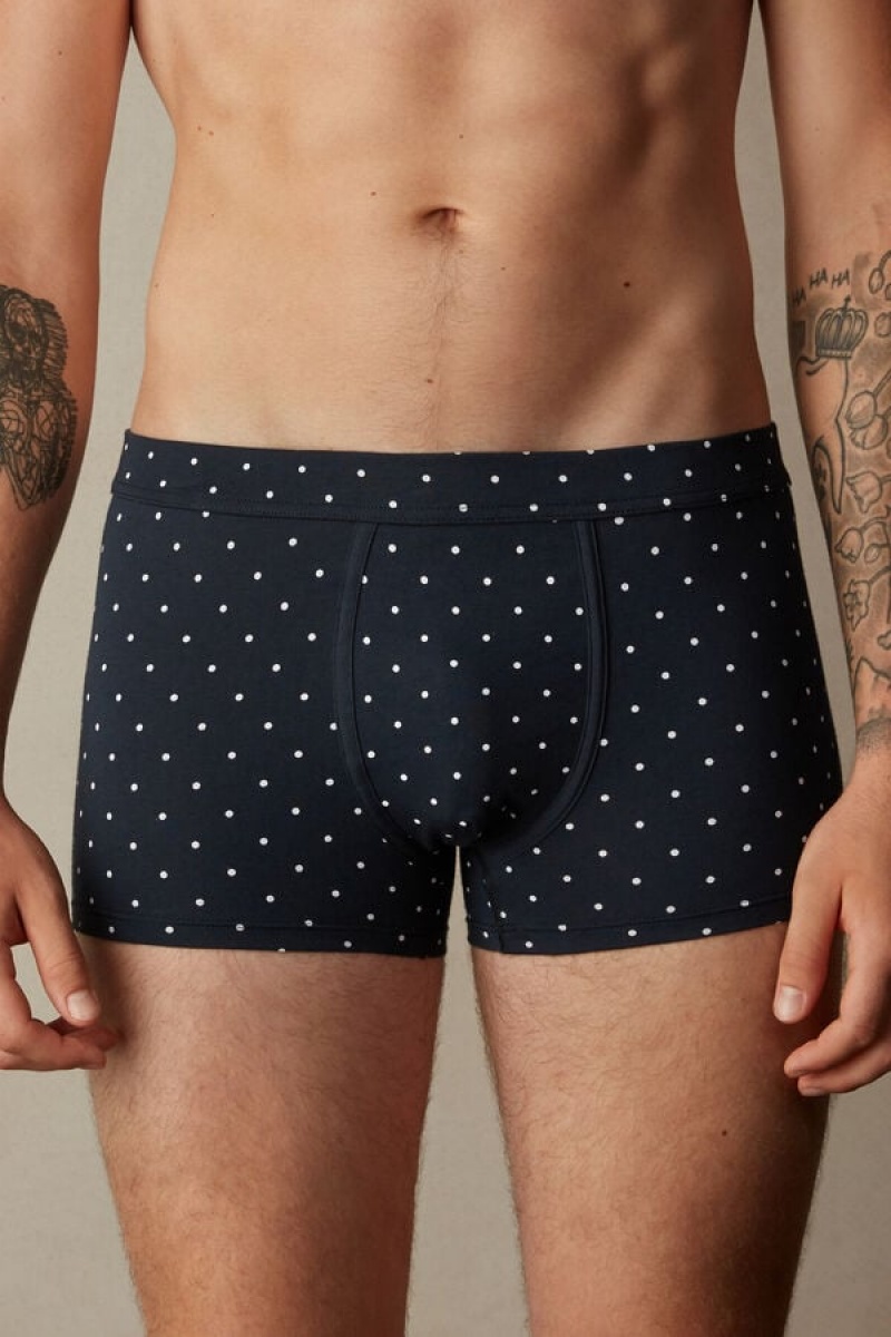 Intimissimi Dotted in Stretch Supima® Bomulds Boxer Herre Blå | DK3403HK